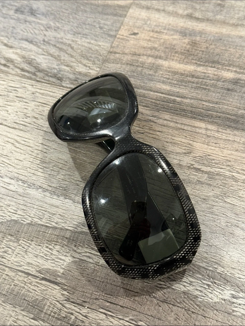 CHANEL 5146 Black White Lace CC Oversized Sunglasses 25/3C Made in Italy